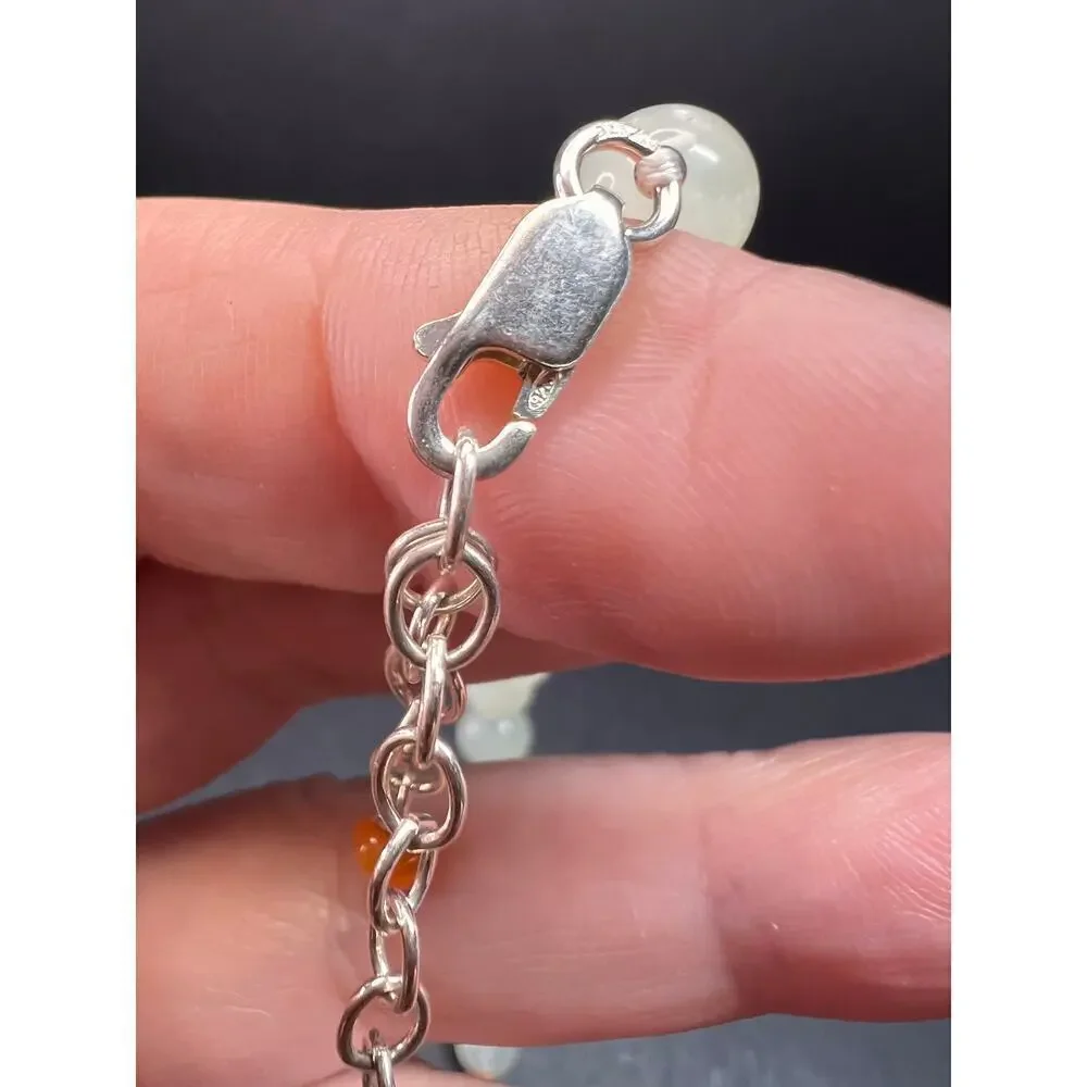 NEW serpentine and carnelian necklace with sterling silver clasp